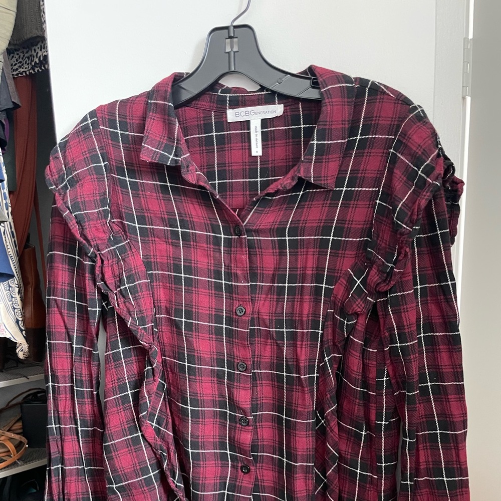 BCBG Flannel Top size small